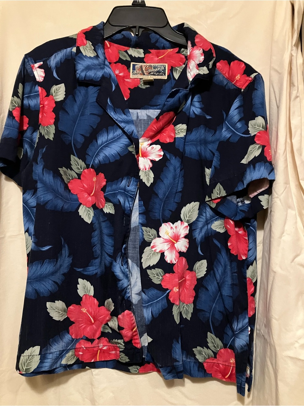 La Cabana Navy Blue Floral Short-Sleeve Button-Down Shirt